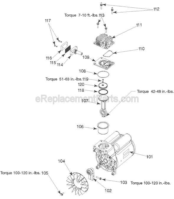 Page B Diagram and Parts List for C5100 Type 1 Porter Cable Compressor